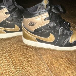 Nike Air Jordan 10C kids Black and Gold High-Top Sneakers